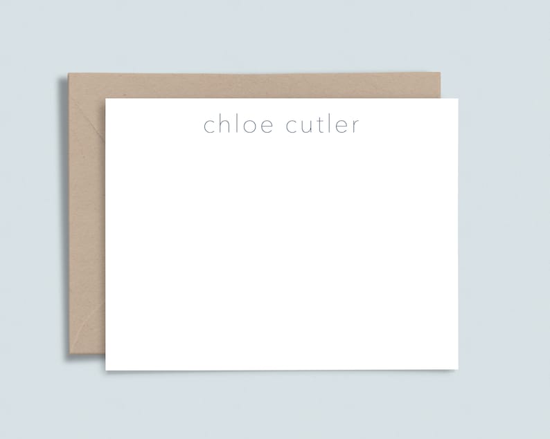 Minimalist custom stationery set Modern stationary for women and men 10 flat personalized cards with envelopes