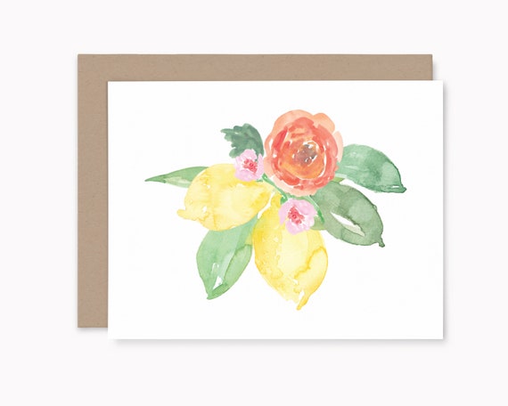 Watercolor floral note card set of 8 blank cards with | Etsy