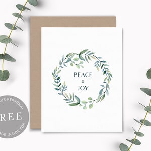 Set of 10 Peace and Joy holiday cards, Eco friendly Christmas cards boxed set
