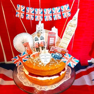 18 KINGS CORONATION Printable Cake Toppers, King Charles III Coronation Day, London Landmarks Decorations, Uk Street Party Cupcake Decore