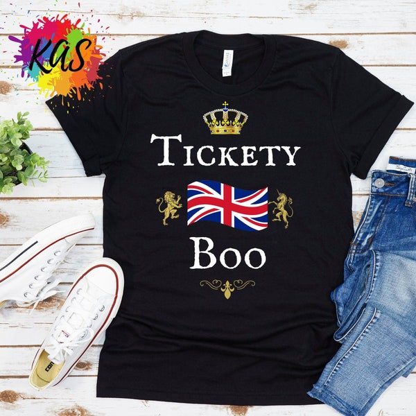 British TICKETY BOO Softstyle T-Shirt, Funny British English Great Britain United Kingdom England Shirts, British Isles Brit Ex Pats Uk Tees