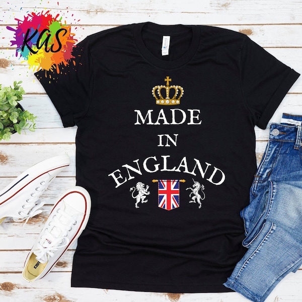 MADE In ENGLAND Unisex Softstyle Gift T-Shirt, Funny Patriotic British Shirt, United Kingdom UK Tee, Proud Great Britain TShirt, English Tee