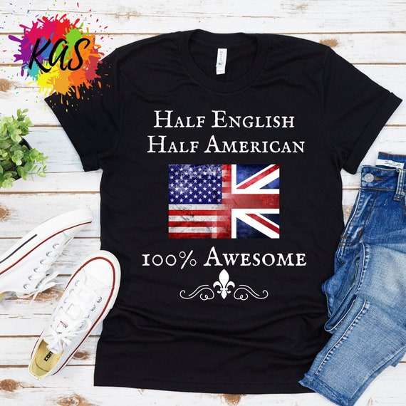 Half America Half British Flag Tshirt Great Britain Patriot Half America Half British Flag Tshirt Great Britain Patriot