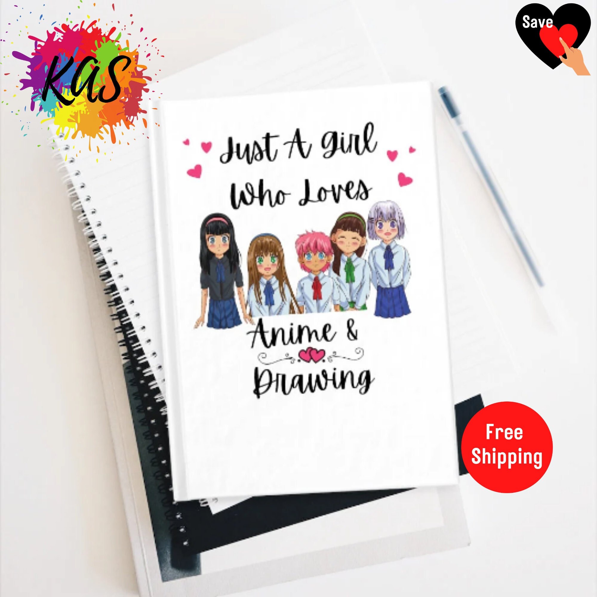 Just a Girl Who Loves Anime: Anime Manga sketchbook notebook journal blank  drawing book for girls - Gifts for Anime Lovers - Anime Art Supplies For