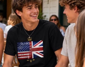 BRITISH American Flag T-Shirt Union Jack Stars and Stripes Flag American British Flag United Kingdom United States Gift UK USA Dual Citizen