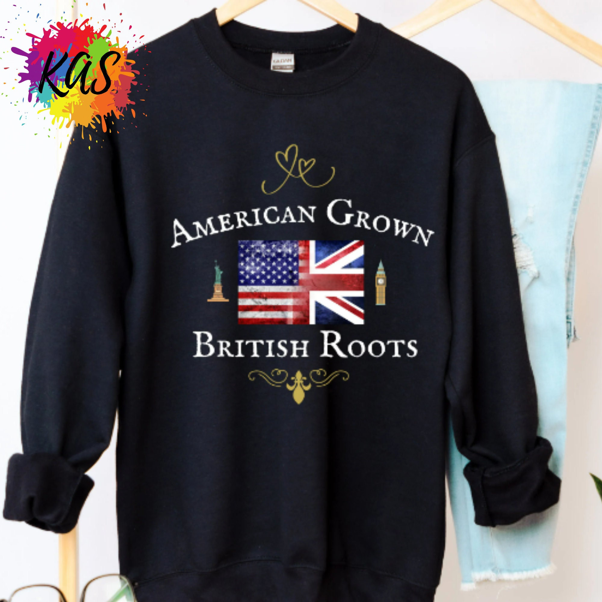 AMERICAN Grown BRITISH Roots Crewneck Sweatshirt United - Etsy