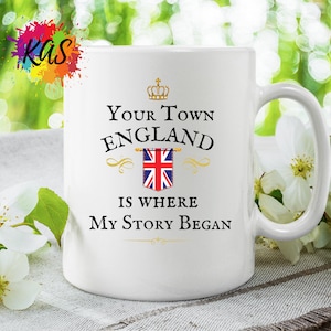 BRITISH Custom City Gift Mug Personalized Uk Hometown Cup Britain Expat Teacup UK Town Coffee Cup England Is Where My Story Began Present