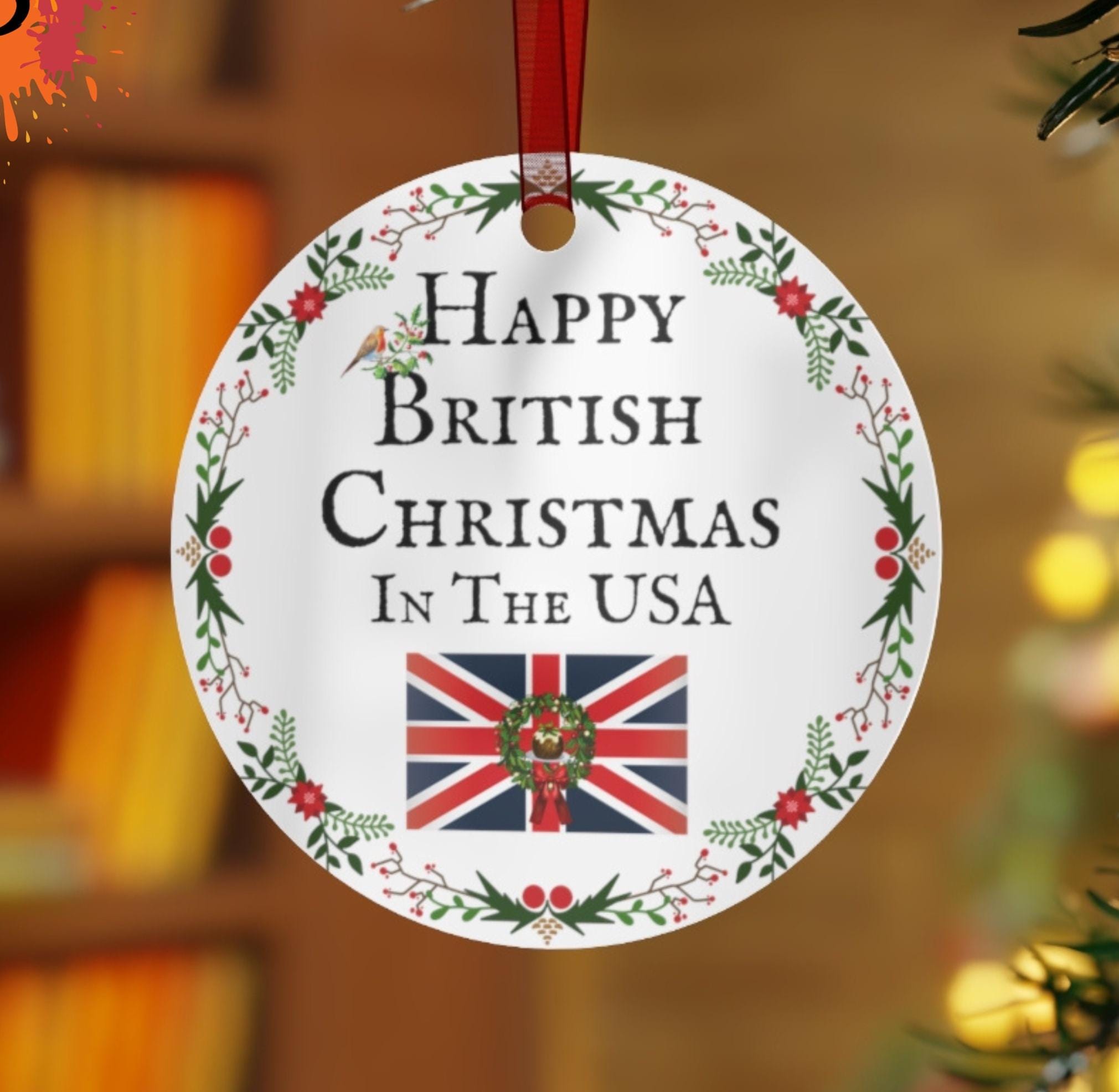 BRITISH CHRISTMAS Tree Ornament Gift Happy British Christmas in the USA  Metal Ornaments Gift for Uk British Living in Us Friends Present - Etsy, image size:2021x1972