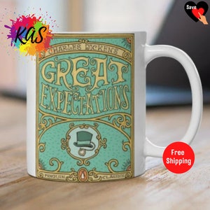 GREAT EXPECTATIONS Charles Dickens Book Cover Coffee Mug Book Lovers Classic Authentic Novel Story Author Mug Present Bookworms Gift Teacups