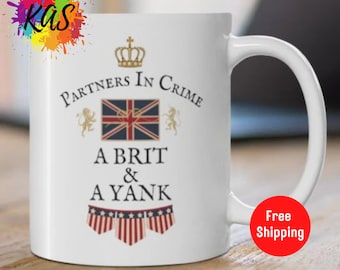 PARTNERS In CRIME Ceramic Gift Mug, English Proud British Patriotic London United Kingdom Mug, UK Great Britain, Blighty British Citizen Cup