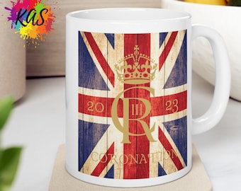 BRITISH Gift Mug King Charles III Royal Cypher Coronation Mug Charles 3rd Commemorative Teacup King Souvenir King Charles Keepsake UK Cup