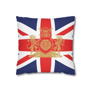 Union Jack Royal Crest Spun Polyester Square Pillow