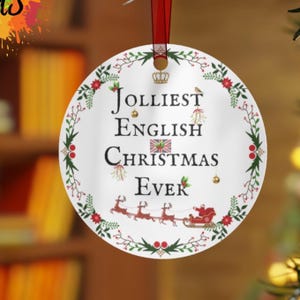 BRITISH CHRISTMAS Ornament Jolliest English Christmas Metal Ornaments British Xmas Decoration Brits Christmas Tree Gift UK Family Present