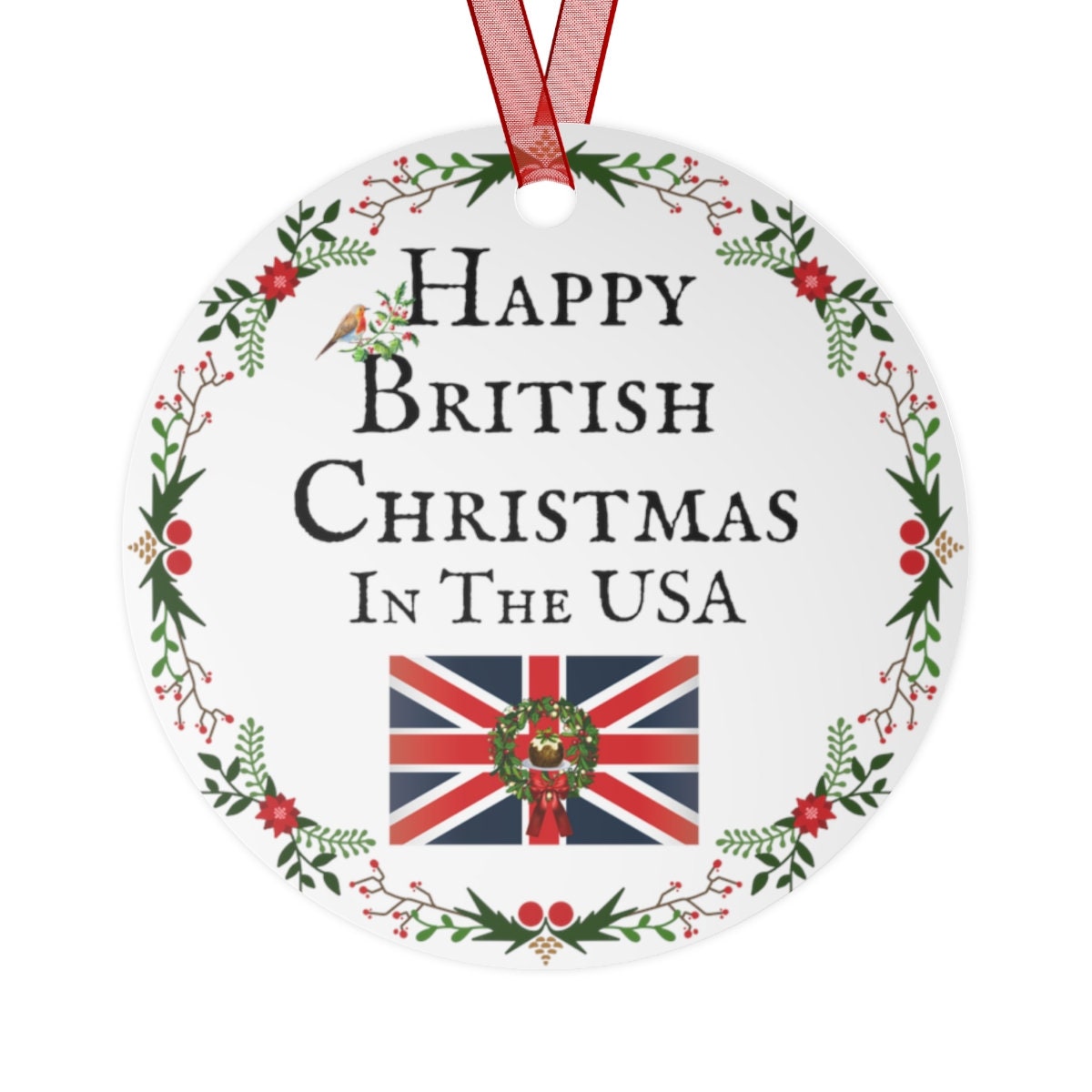 BRITISH CHRISTMAS Tree Ornament Gift Happy British Christmas in the USA  Metal Ornaments Gift for Uk British Living in Us Friends Present - Etsy, image size:1200x1200