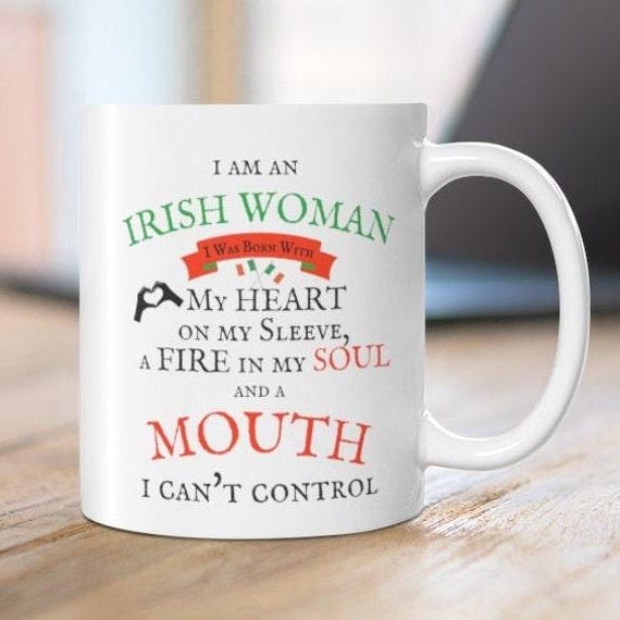 IRISH BFF Gag Gift Ireland Flag Women's Mug Celtic Gaelic Coffee Cup St Patrick Day Gift Eire Tea Mug Present Lucky Cup I am an Irish Woman