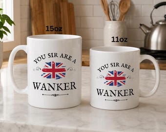 BRITISH Gift Mug WANKER Britain Lovers Cup English Citizen Gift Britain's Funny Uk Patriotic Coffee Cup British Isle Present Gag Gift Teacup