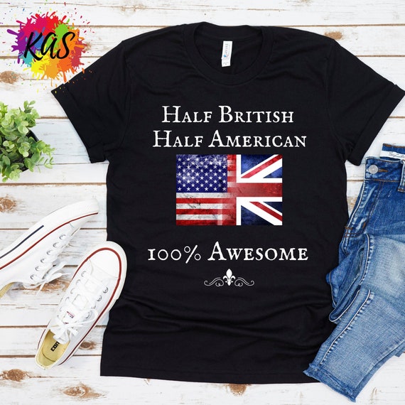 Half America Half British Flag Tshirt Great Britain Patriot Half America Half British Flag Tshirt Great Britain Patriot