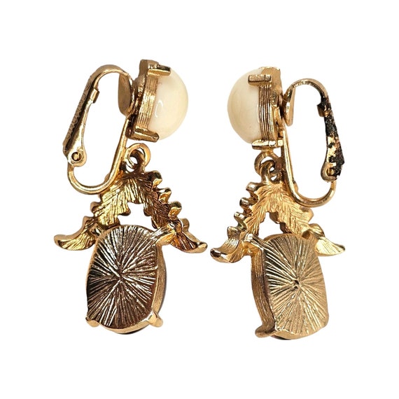 Vintage Signed Emmons Amber Glass Art Clip-On Ear… - image 7