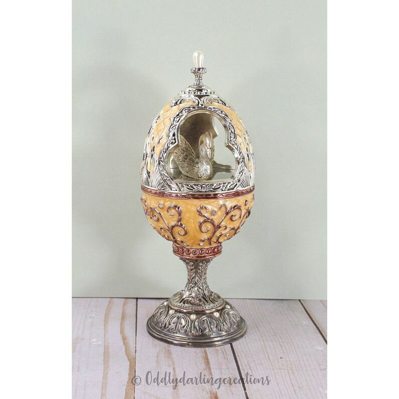 Wallace Silver Plated Musical Swan Egg Enamel Music Box Sankyo Etsy