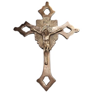 Vtg Brass Crucifix Jesus, Catholic, Religious, Cross, Goth, Christian, Altar