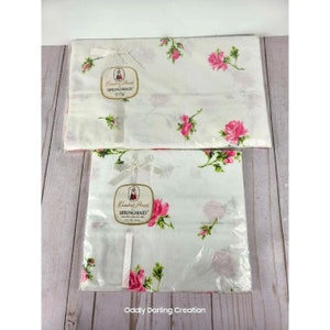 NOS SPRINGMAID Princess Rose Combed Percale Twin Sheet & Pillowcase 100% Cotton