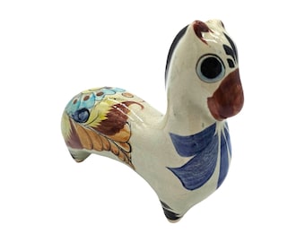 Vintage Hand-Painted Tonala Mexico Horse Pottery Sculpture Folk Art Decor Signed