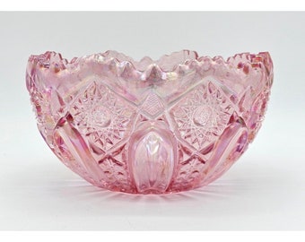 Gran Vintage Smith Glass Quintec Pink Carnival Glass Bowl - Elegancia iridiscente