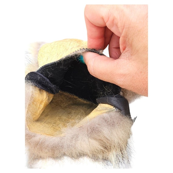 Vintage Raccoon Fur Purse with Black Leather Frin… - image 6