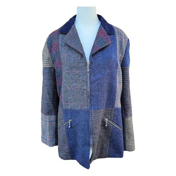 VTG Character Suburban Wear Patchwork Blazer Wome… - image 1