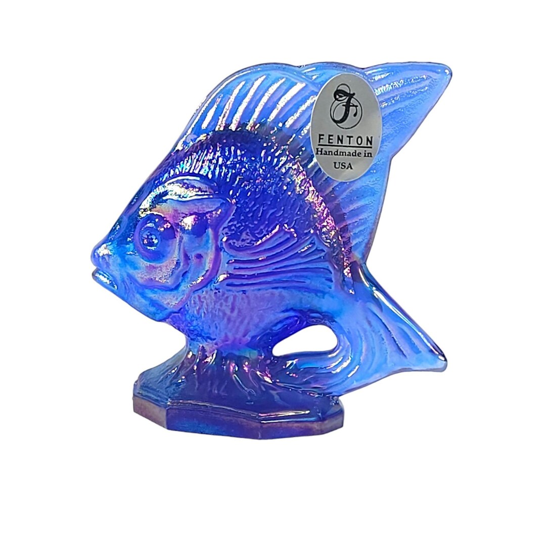 Photo inspiration: Fresh Look at Fenton Art Glass Cobalt Iridized Blue Fish Figurine Signed By