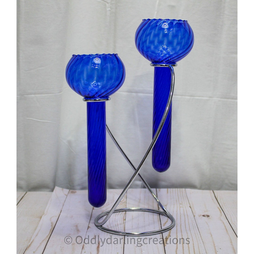 Stunning Blue Denube Candleholder by Partylite Tapered Candles Float