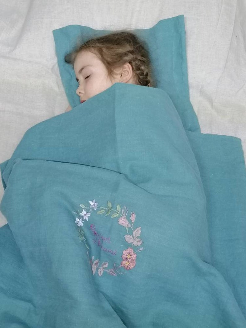 Embroidered Linen Baby Blanket Handmade Baby Linen Blanket Etsy