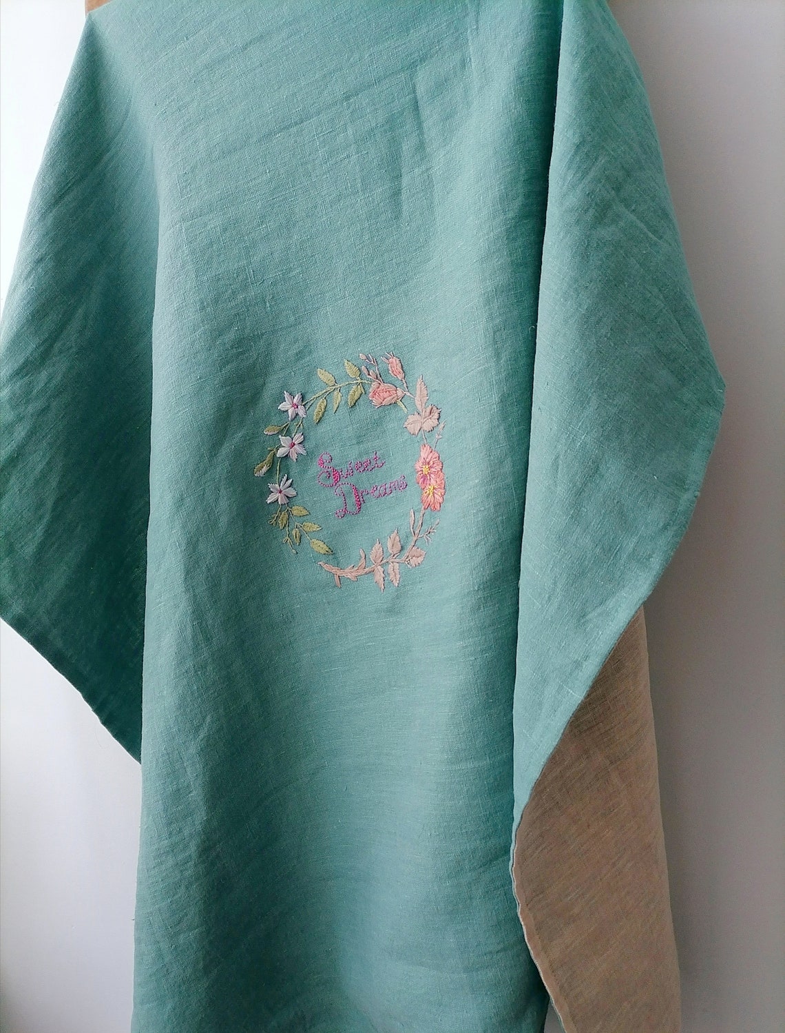 Embroidered Linen Baby Blanket Handmade Baby Linen Blanket Etsy
