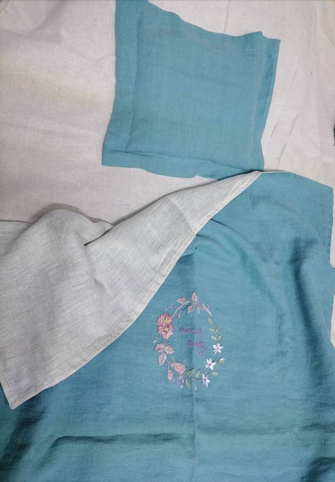 Embroidered Linen Baby Blanket Handmade Baby Linen Blanket Etsy