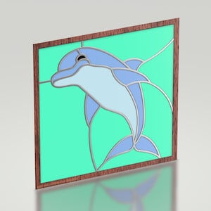 Patrón de vitral de delfín: descarga digital a escala completa de 8&quot; x 8&quot;