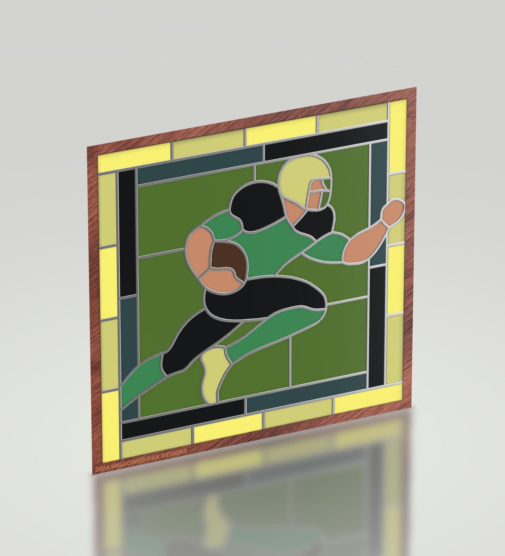 Football Player Stained Glass Pattern - 12" x 12" Full Scale Digital Download