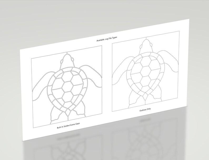 Sea Turtle Stained Glass Pattern PDF & SVG | Suncatcher Panel Template ...