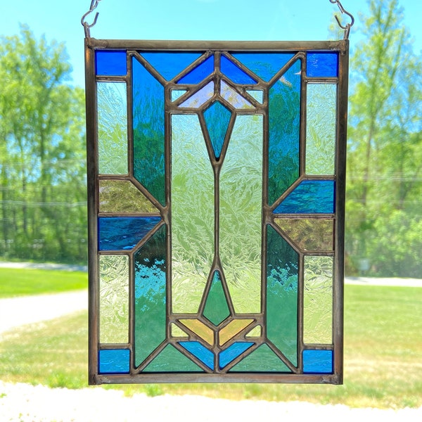 Prairie Style 2 Stained Glass Pattern - 6" x 8" Full Scale Digital Download