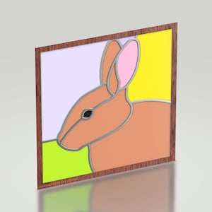 Rabbit Stained Glass Pattern - 6&quot; x 6&quot; Full Scale Digital Download