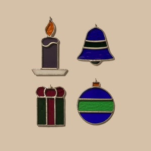 Juego de 2 adornos navideños con patrones de vidrieras: descarga digital a escala real