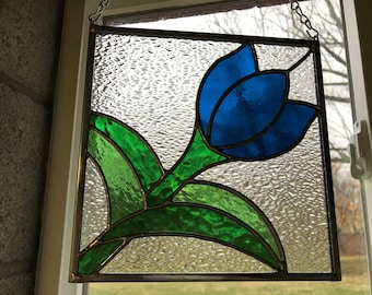 Tulip Stained Glass Pattern PDF & SVG | Suncatcher Panel Template | 8x8 in