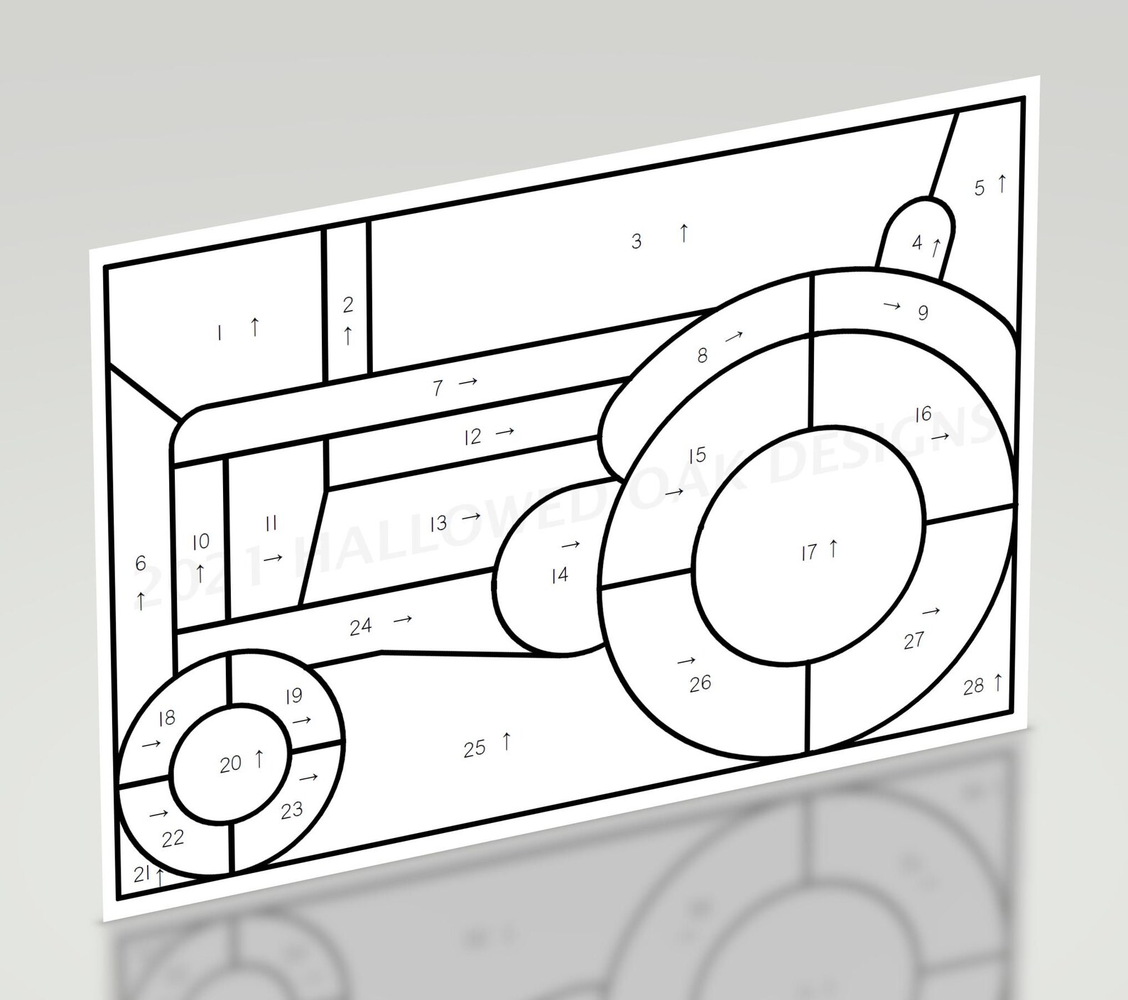Tractor Stained Glass Pattern 5.5 X 8 Full Scale - Etsy