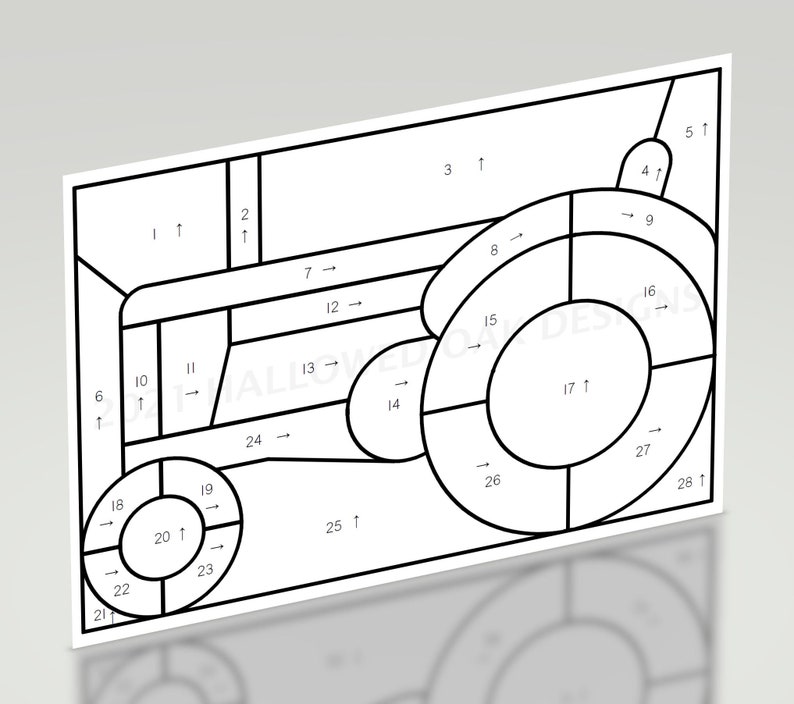 Tractor Stained Glass Pattern 5.5 X 8 Full Scale - Etsy