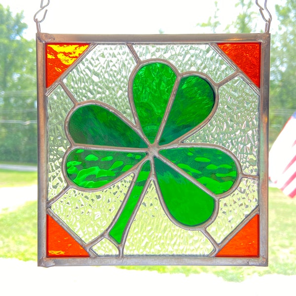 Shamrock Stained Glass Pattern - 6" x 6" Full Scale Digital Download