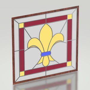 Patrón de vitral con flor de lis - Descarga digital a escala real de 30 x 30 cm