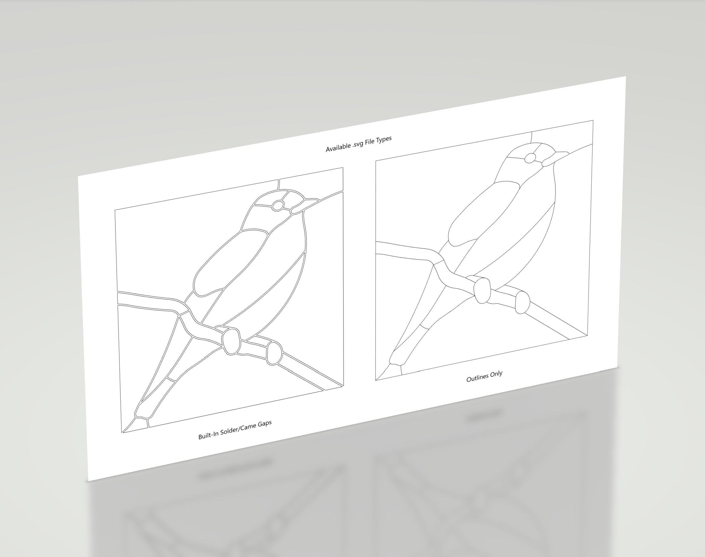 Bluebird Stained Glass Pattern PDF & SVG | Suncatcher Panel Template ...