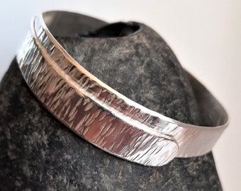 Sterling Silver Bracelet, Hand Hammered Design, Wide Bracelet, Artisan Jewellery, Unique Design, Special Gift, Size Medium