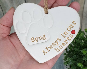Personalised pet loss heart, pet memorial gift