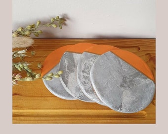 Clay coaster, set of 4, marble coaster