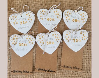 Handmade Air Dry Clay Birthday Gift Tag: Gold Keepsake